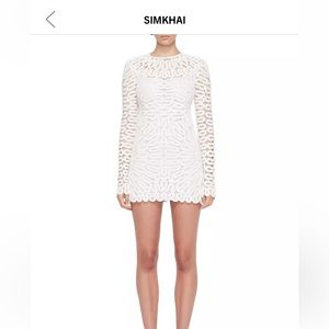 Simkhai McCall Crocheted Long-Sleeve Minidress